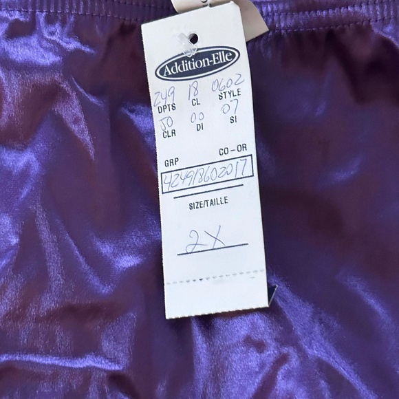 BRIEFS, NYLON SPANDEX PURPLE, SIZE 2X, MADE IN CANADA!, ADDITION ELLE, TAGS ON, - Picture 3 of 3